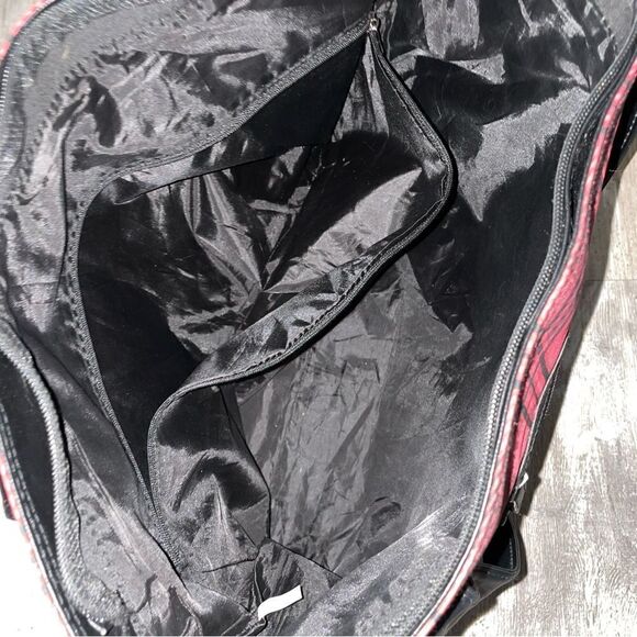 Tartan xl tote bag lightly lined with zip wall pocket zip top w/ lg  snap pocket - Picture 5 of 10